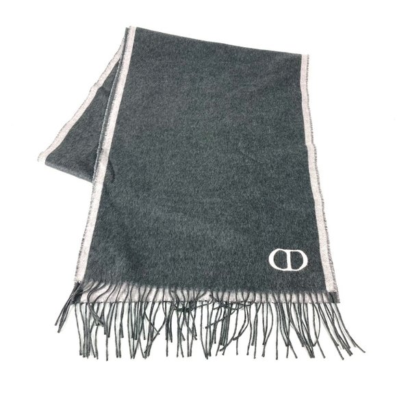 Christian Dior Dior 93E0015DH001 CD Scarf Silk Women's Grey - Picture 1 of 10
